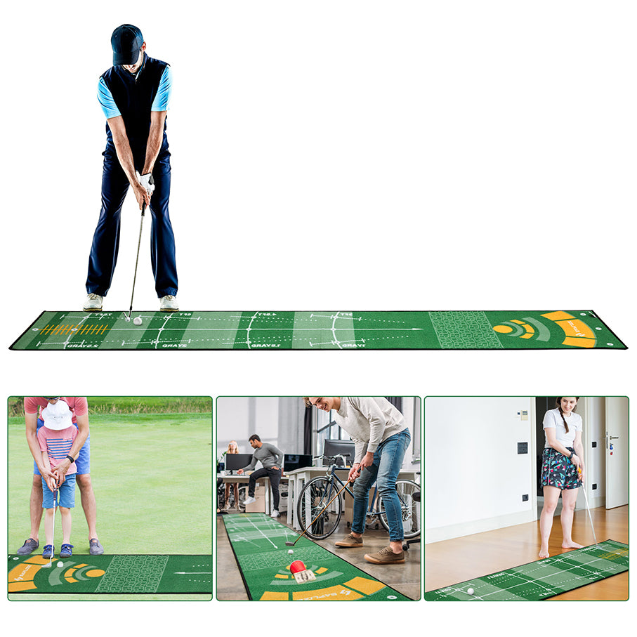 Golf Putting Training Mat with Auto Ball Returner Bundle
