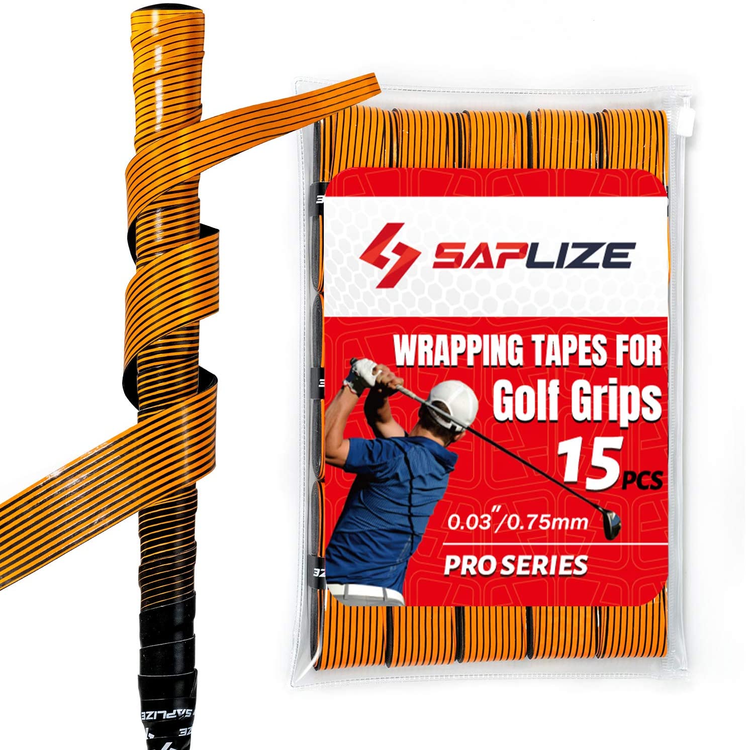 15 Pack Long Life Wrapping Tapes Golf Grips, Super Anti-slip Golf Grips, Regripping No Need Vise Clamp