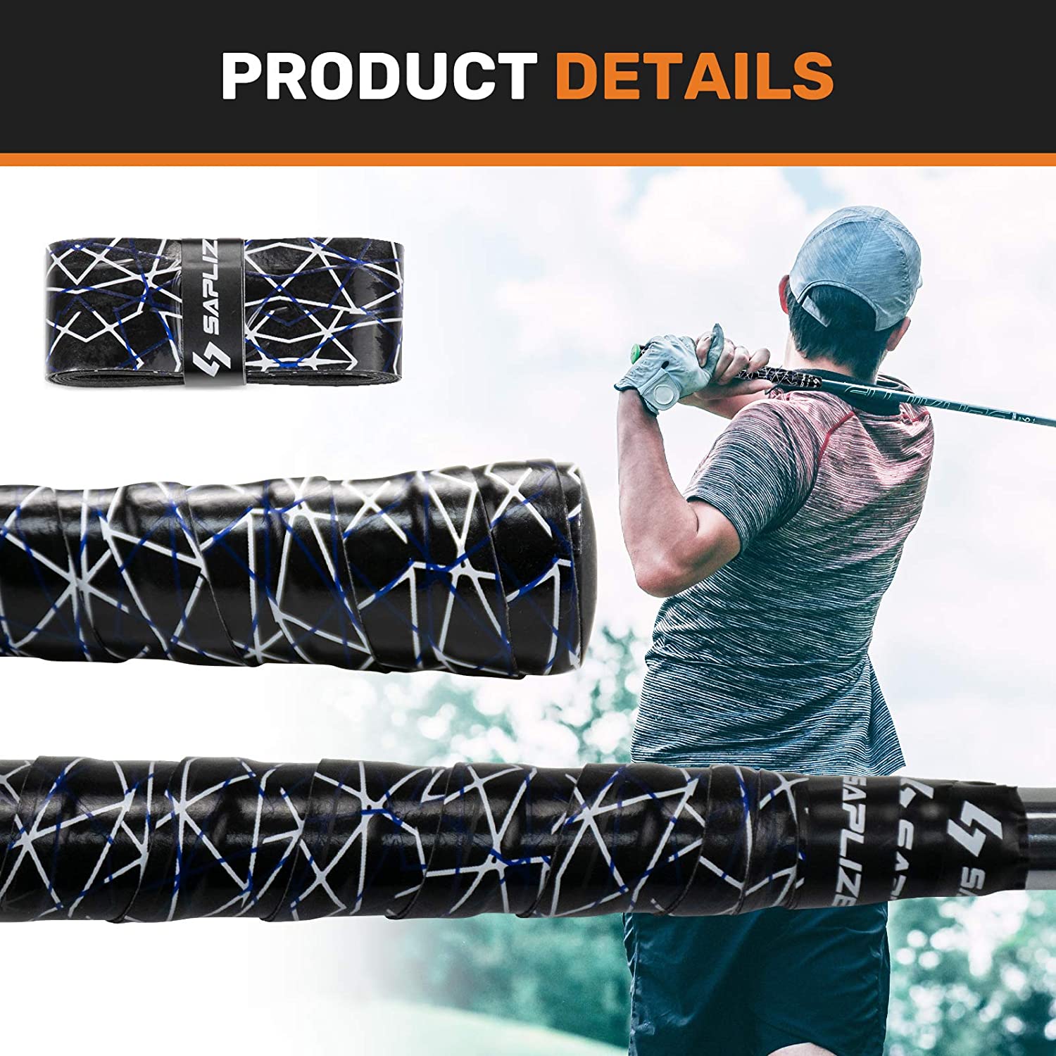 15 Pack Long Life Wrapping Tapes Golf Grips, Super Anti-slip Golf Grips, Regripping No Need Vise Clamp