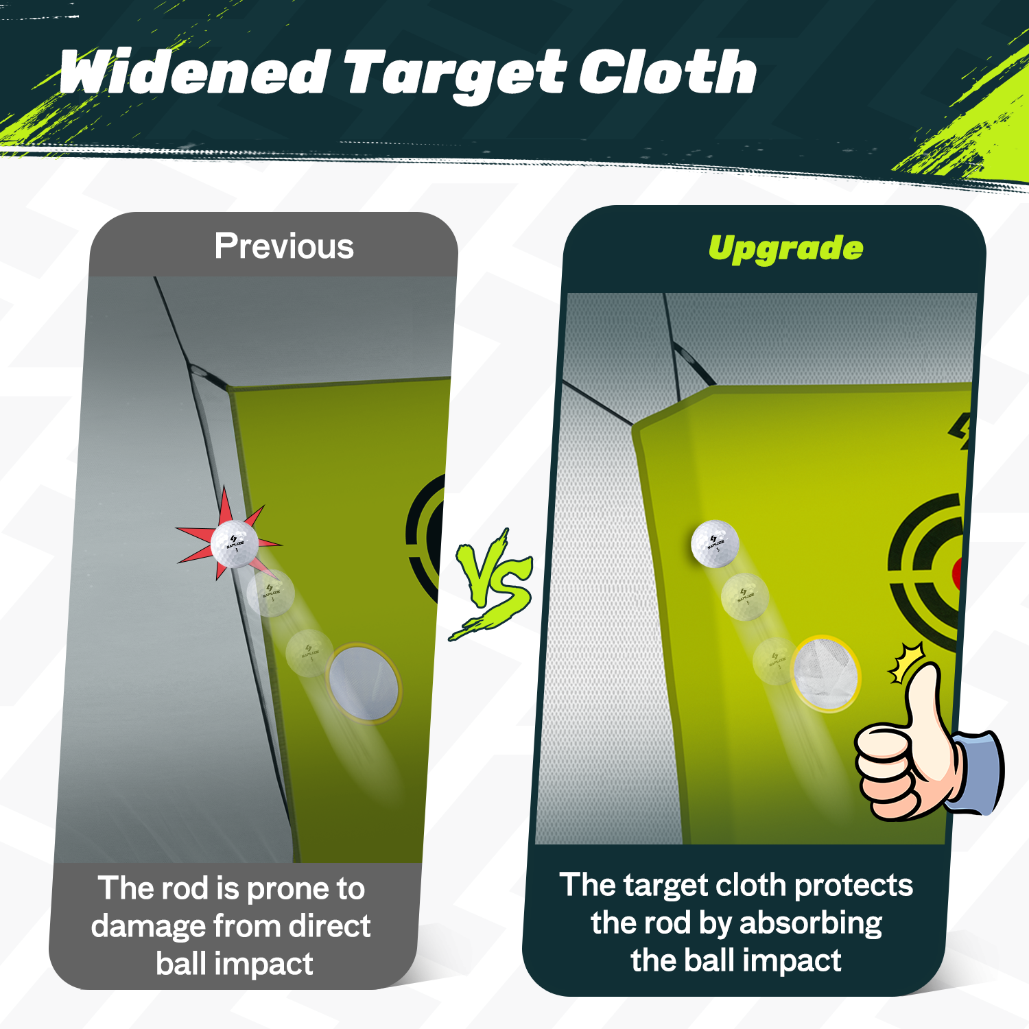 SAPLIZE Impact-Resistant Golf Net for Backyard Driving, 20% Larger Opening Area Golf Practice Net, Highly Stable Golf Hitting Net with Tri-Turf Mat for Indoor Outdoor Training