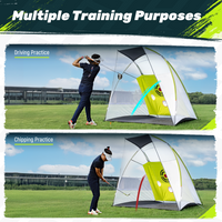 SAPLIZE Impact-Resistant Golf Net for Backyard Driving, 20% Larger Opening Area Golf Practice Net, Highly Stable Golf Hitting Net with Tri-Turf Mat for Indoor Outdoor Training