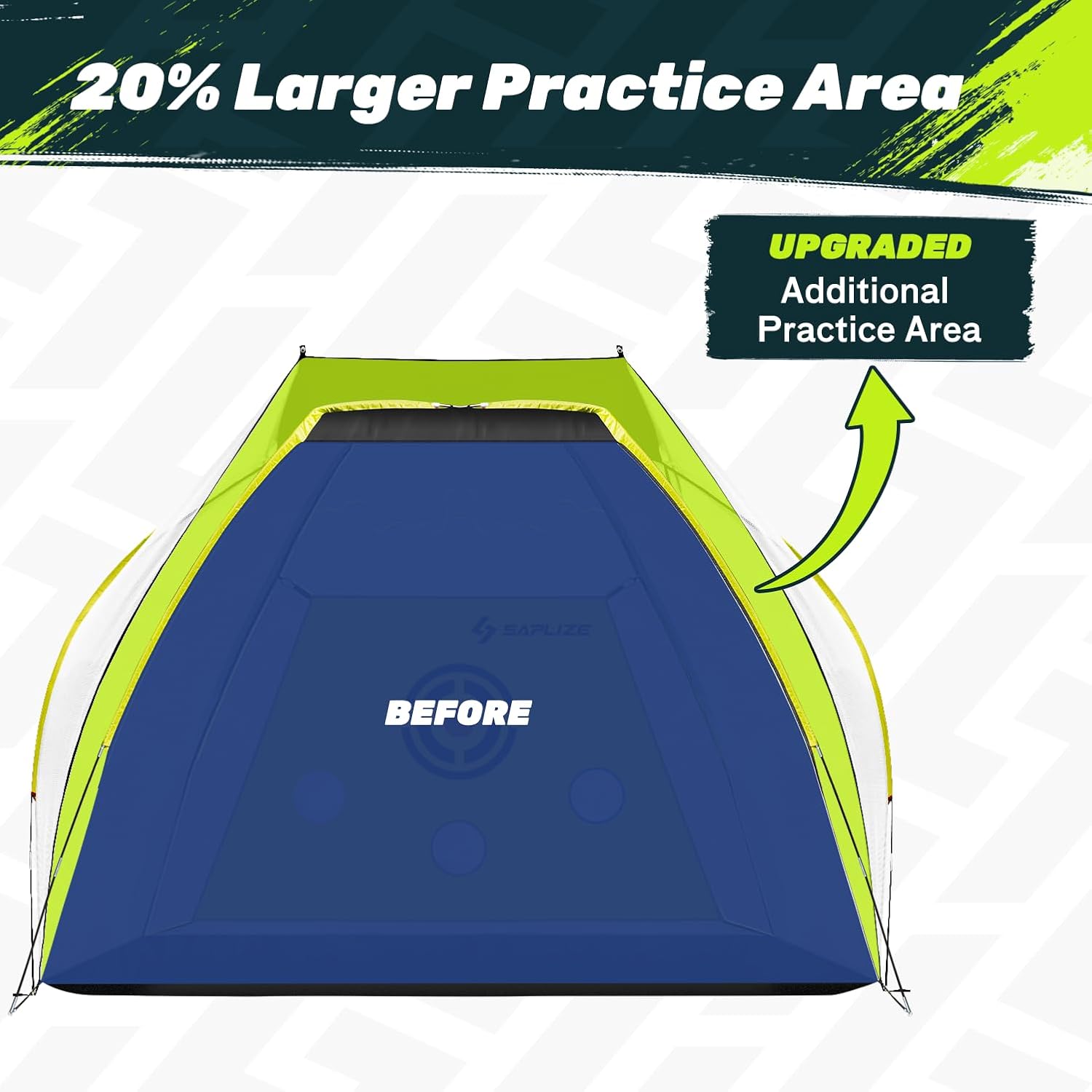 SAPLIZE Impact-Resistant Golf Net for Backyard Driving, 20% Larger Opening Area Golf Practice Net, Highly Stable Golf Hitting Net with Tri-Turf Mat for Indoor Outdoor Training