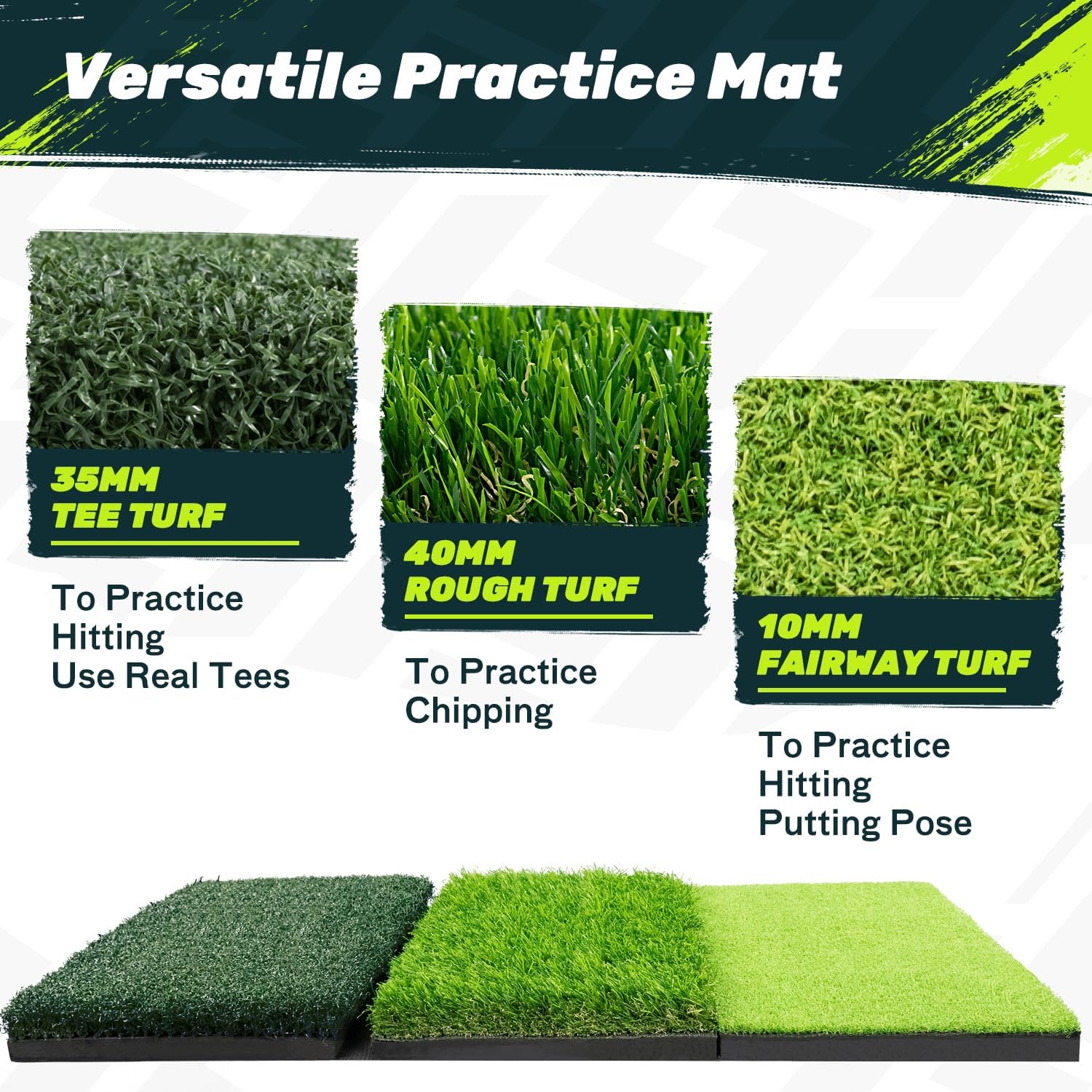 SAPLIZE Impact-Resistant Golf Net for Backyard Driving, 20% Larger Opening Area Golf Practice Net, Highly Stable Golf Hitting Net with Tri-Turf Mat for Indoor Outdoor Training