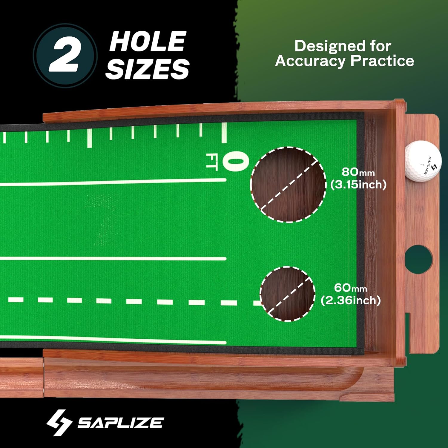 SAPLIZE Portable Putting Mat with Automatic Ball Return - Golf Practice Green with Mirror - Improve Accuracy Indoors or Outdoors