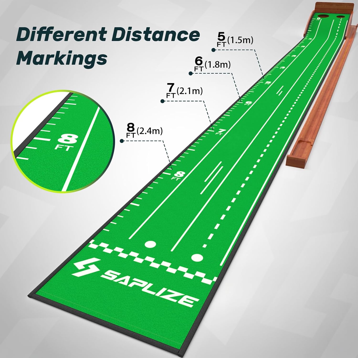 SAPLIZE Portable Putting Mat with Automatic Ball Return - Golf Practice Green with Mirror - Improve Accuracy Indoors or Outdoors