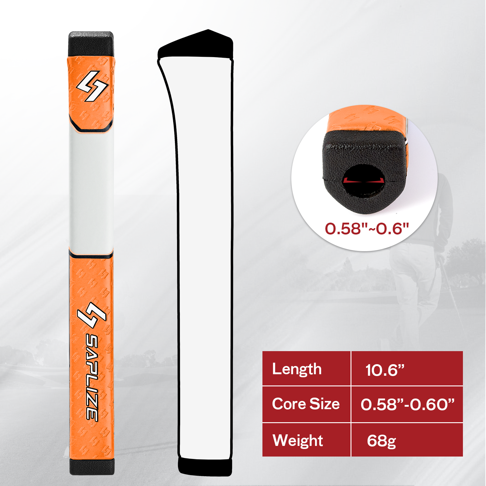 SAPLIZE Innovative Midsize/Standard Golf Putter Grip, Lightweight Golf Grips, Pistol Shape with Anti-Slip Texture, Enhanced Feel and Comfort, Ensuring Consistency for Exceptional Putt