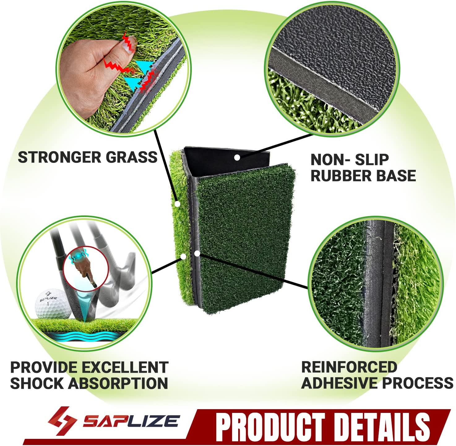 SAPLIZE 3 In 1 Foldable Golf Hitting Mat