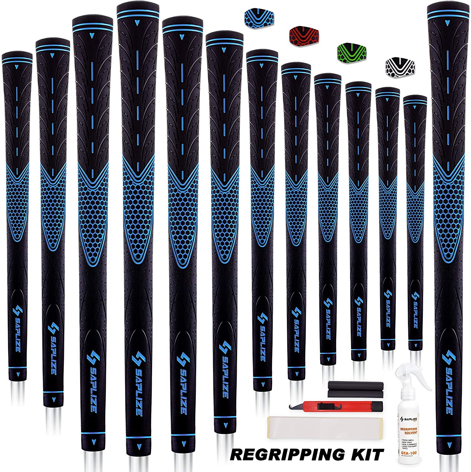 CC01 Rubber Golf Grips 13 pcs Pack with Solvent Kit