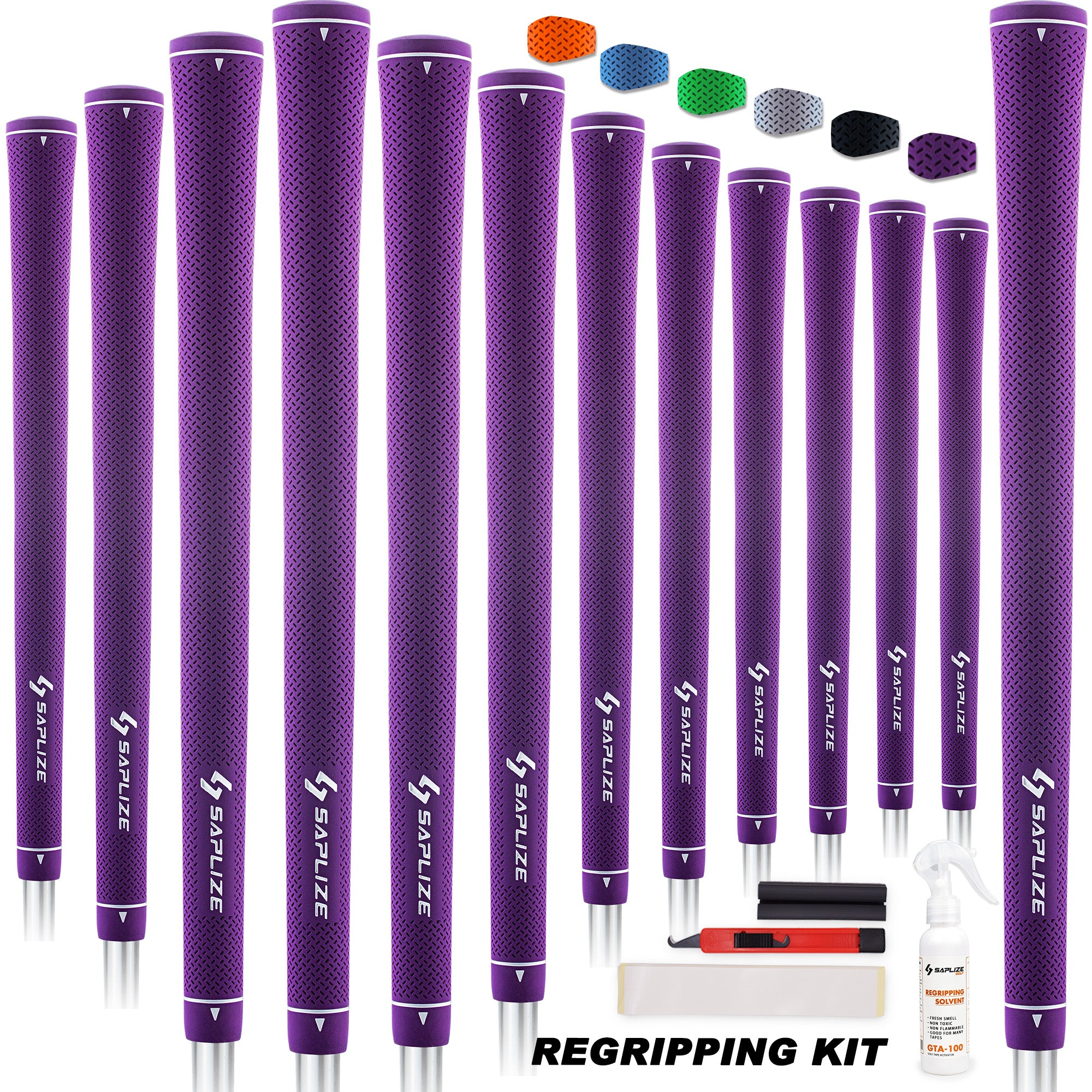 CC02 Rubber Golf Grips 13 pcs Pack with Solvent/Tape Kit