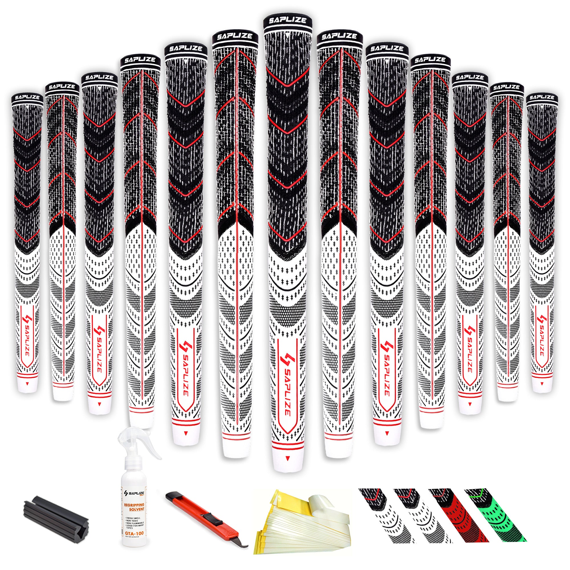 CL04 Corded Rubber Golf Grips 13 pcs Pack with Solvent Kit